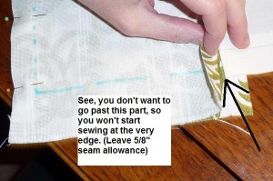 Don't sew all the way to edge